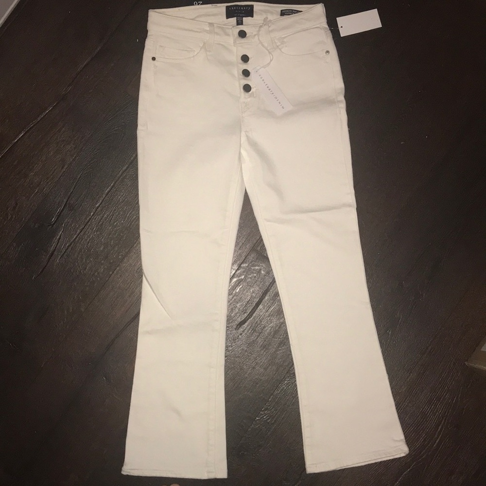White Denim Cropped Flares